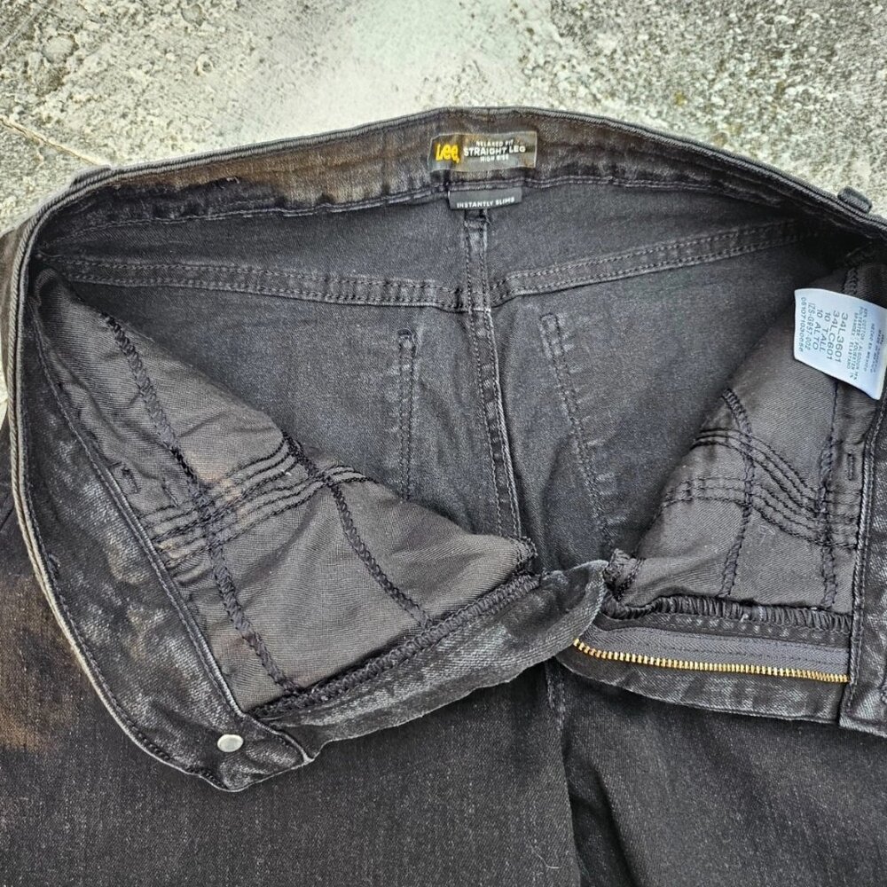 Lee Women Jeans Black Denim Cotton Blend Pant Size 10 TALL 34L - Picture 10 of 11